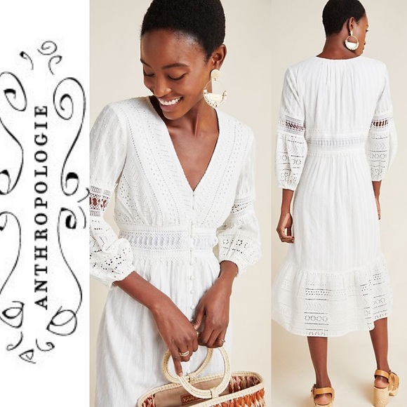 Anthropologie NWT Ebba Eyelet Midi Dress - Picture 2 of 8